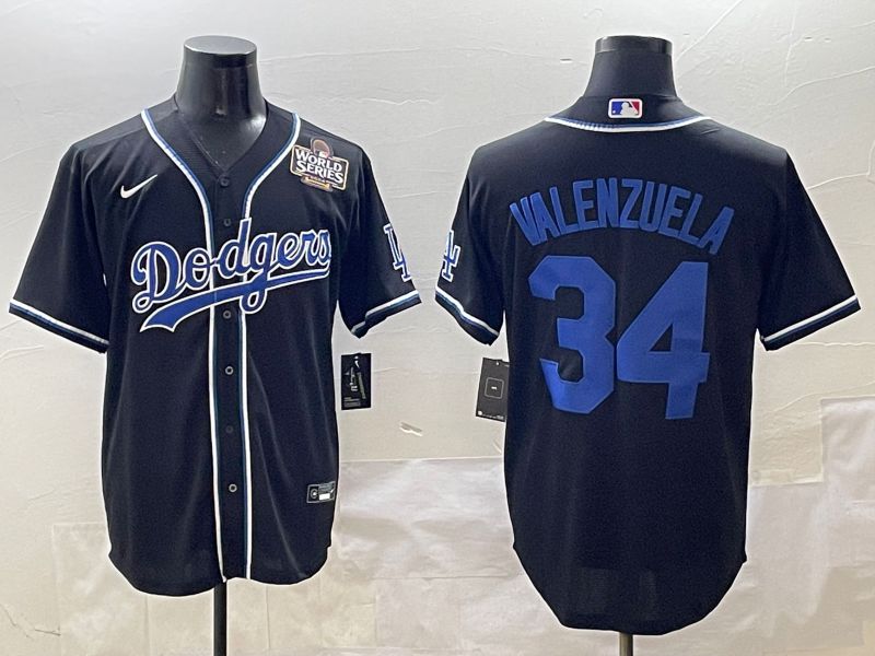 Men 2025 Los Angeles Dodgers 34 Valenzuela Black Three generations Fashion Nike MLB Jersey style 12